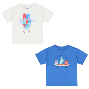 Younger Boys Blue & White T-Shirts ( 2-Pack )
